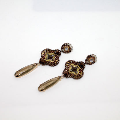 Lucky clover crystal Bronze Choco handgefertigt