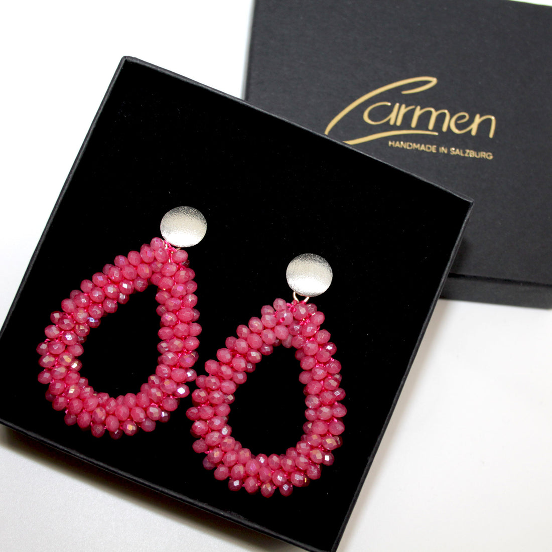 Glitzertropfen Rose Red Ohrring