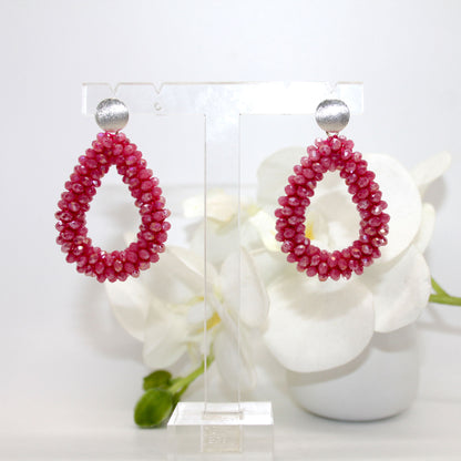 Glitzertropfen Rose Red Ohrring