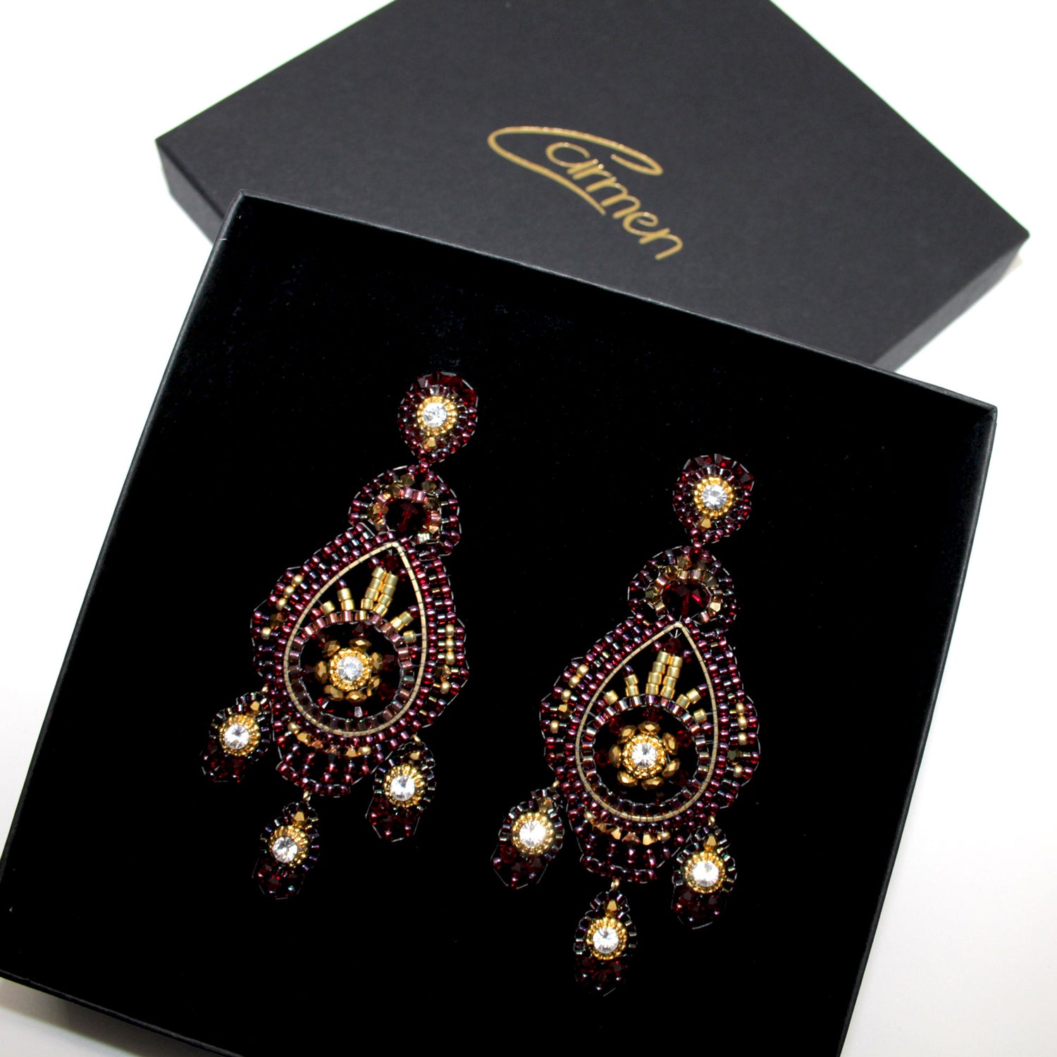Moonlight exclusive Burgundy Ohrring handgefertigt