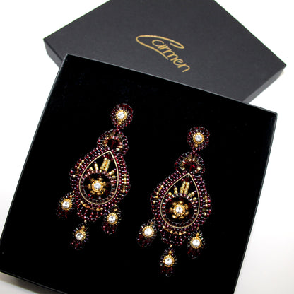 Moonlight exclusive Burgundy Ohrring handgefertigt