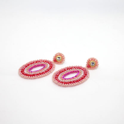 handgefertigter Oval chic Ohrring in orange pink nude