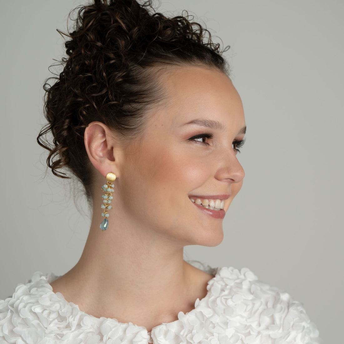 Variety Star light blue mint Bergkristall Ohrring handgefertigt in Österreich