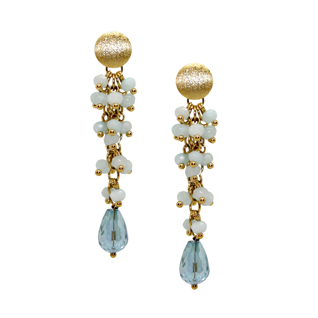 Variety Star light blue mint Bergkristall Ohrring handgefertigt in Österreich